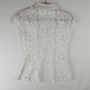 Saint Gil White Mock Neck Shell Size M Burnout Lace Overlay Sleeveless